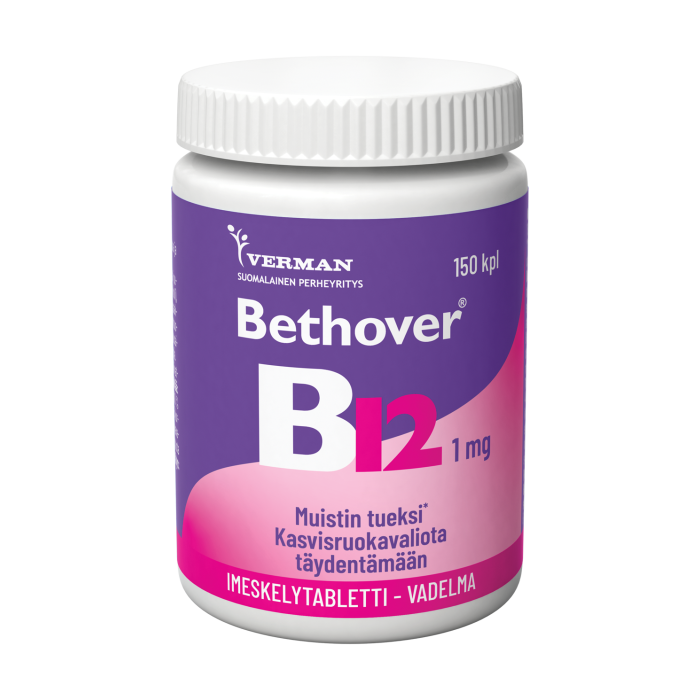 Bethover B12 1 mg Vadelma 150 TABL bild 4