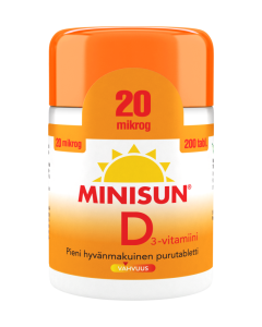 MINISUN D-VITAMIINI 20 MIKROG 200 TABL