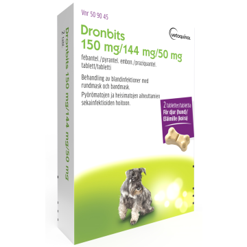 DRONBITS 150 mg / 144 mg / 50 mg vet tabl 2 fol