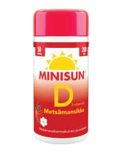 Minisun D-vitamiini Metsämansikka 50 mikrog 200 tabl