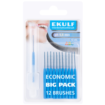 Ekulf hammasväliharja ph ABC 0,8 sininen 12 kpl