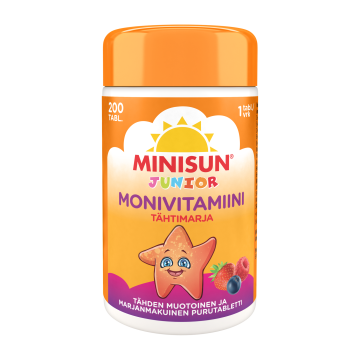 Minisun Monivitamiini Tähtimarja jr. 200 tabl