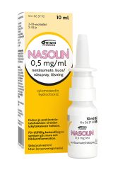 NASOLIN 0,5 mg/ml nenäsumute, liuos (säilytysaineeton)10 ml