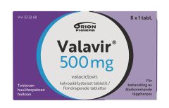 VALAVIR 500 mg tabl, kalvopääll 8 fol